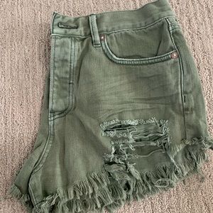 Never worn! Size 29! Free people olive green denim shorts